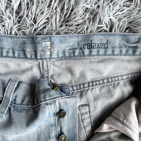 7 Seven For All Mankind Relaxed Light Wash Distressed Denim Jeans Mens 33 Long - Picture 8 of 11